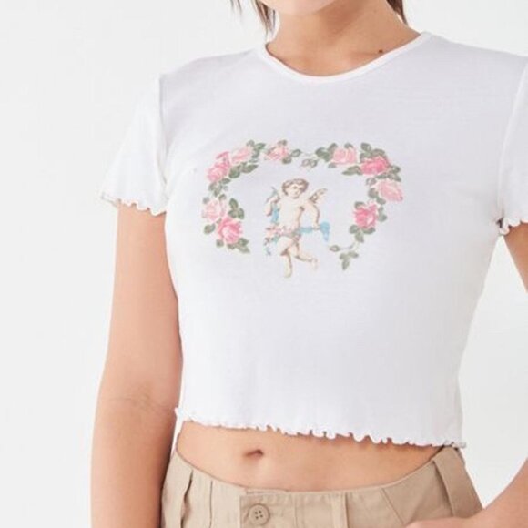 Urban Outfitters Truly Madly Deeply Angel Baby Tee in White - Picture 2 of 4